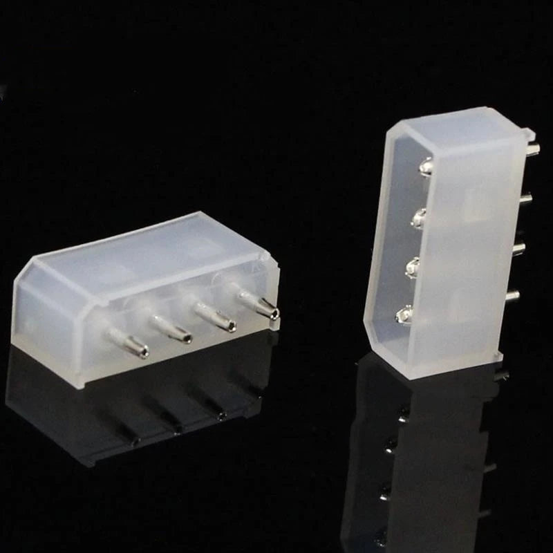 5pcs 5.08mm Pitch Molex White Big 4p 4d Female Socket Straight Hollow Needle for Pc Computer Atx Ide Power Connector