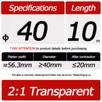 10 Meter/Lot Heat Shrink Tube 2:1 Clear Transparent Tubing Shrinkable Wrap 1mm - 60mm Cable Sleeve Wire