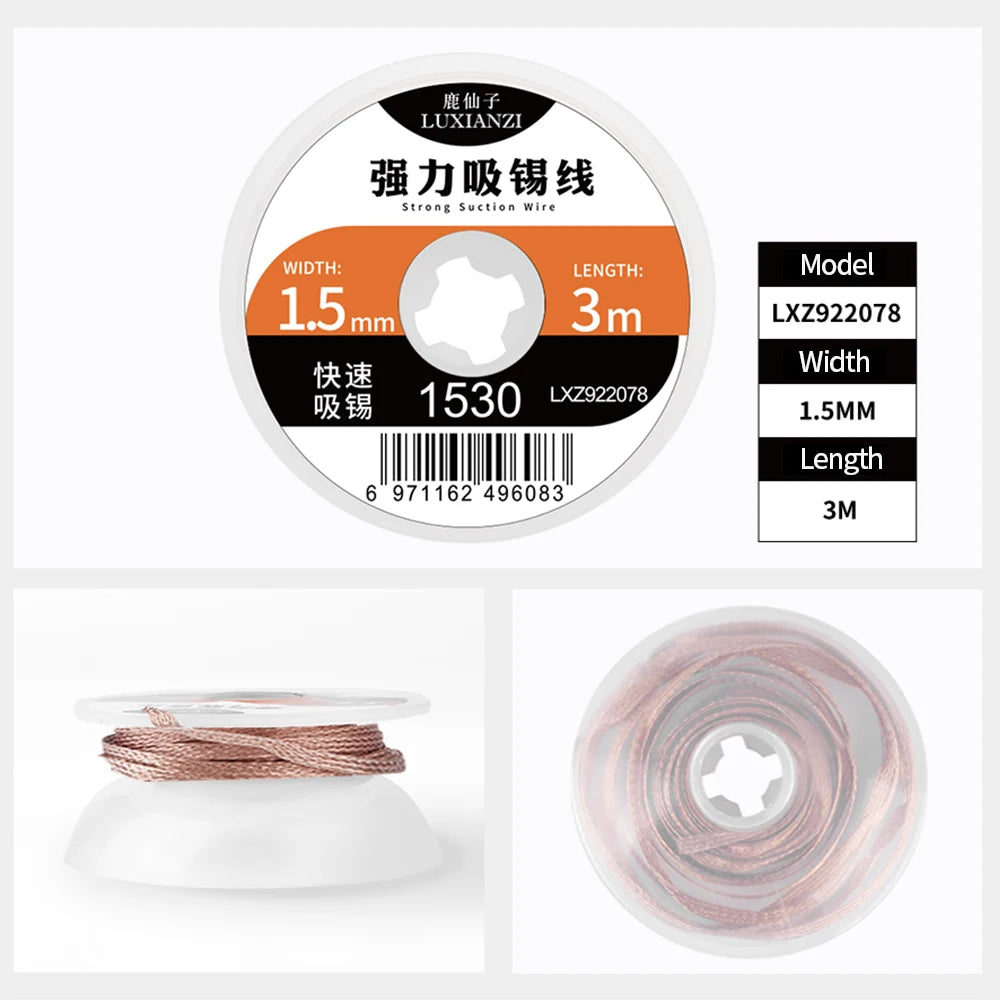 LUXIANZI  Desoldering Wire 1/1.5/2/2.5/3/3.5/4.0mm Width 1.5M Length Desoldering  Braid For Soldering  Desoldering Mesh Welding