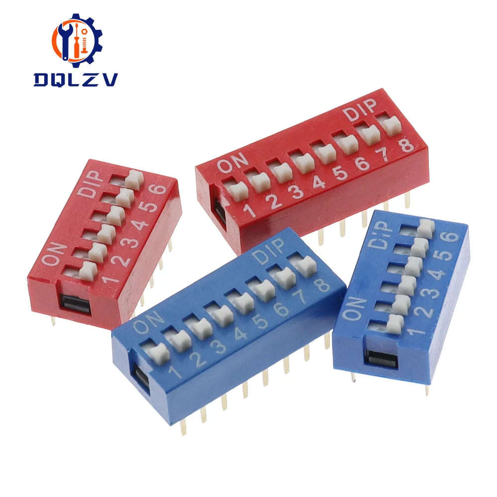 10PCS Slide Type Switch Module 1 2 3 4 5 6 7 8 10PIN 2.54mm Position Way DIP Pitch Toggle Switch Blue Snap Switch Dial