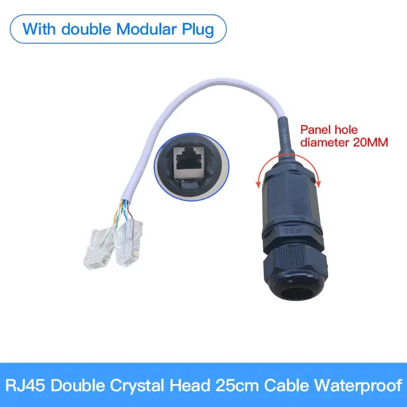 IP68 RJ45 Network Connector with LAN Wire M20 Waterproof Ethernet Retardant Terminal Connectors Quickly RJ45 Panel Plugs with DC