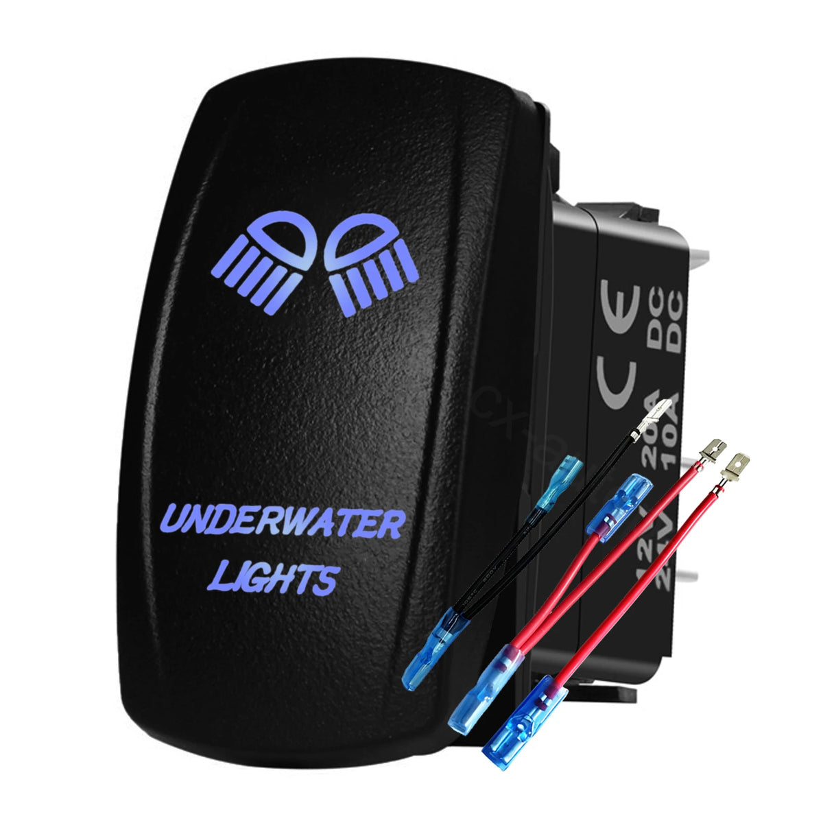 12V 24V Boat Trim Tabs Switch (ON)-OFF-(ON) Momentary Rocker Switch Waterproof Blue Light ON-OFF Toggle Switch With Harness