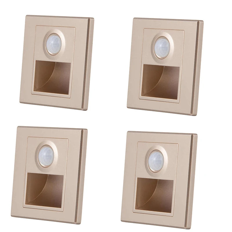 PIR Motion Detector Light Sensor LED Lights AC 110V-220V Recessed Staircase Bedroom Wall Lamp LED Night Light