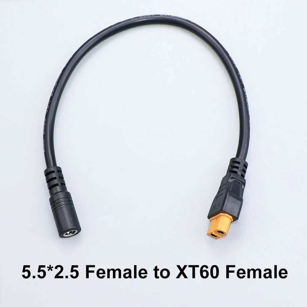 XT60 Plug Male Female Connector to DC 5525/DC5521 Battery Charging Adapter Power Cable For Fly FPV Multirotor Field Repair 15A