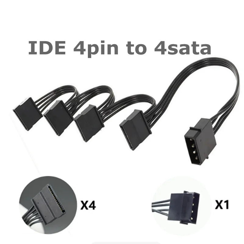 Molex 4 Pin Male to SATA Female Power Supply Cable,15 Pin SATA Power Splitter Converter Adapter Cable Hard Drive HDD SSD Cable