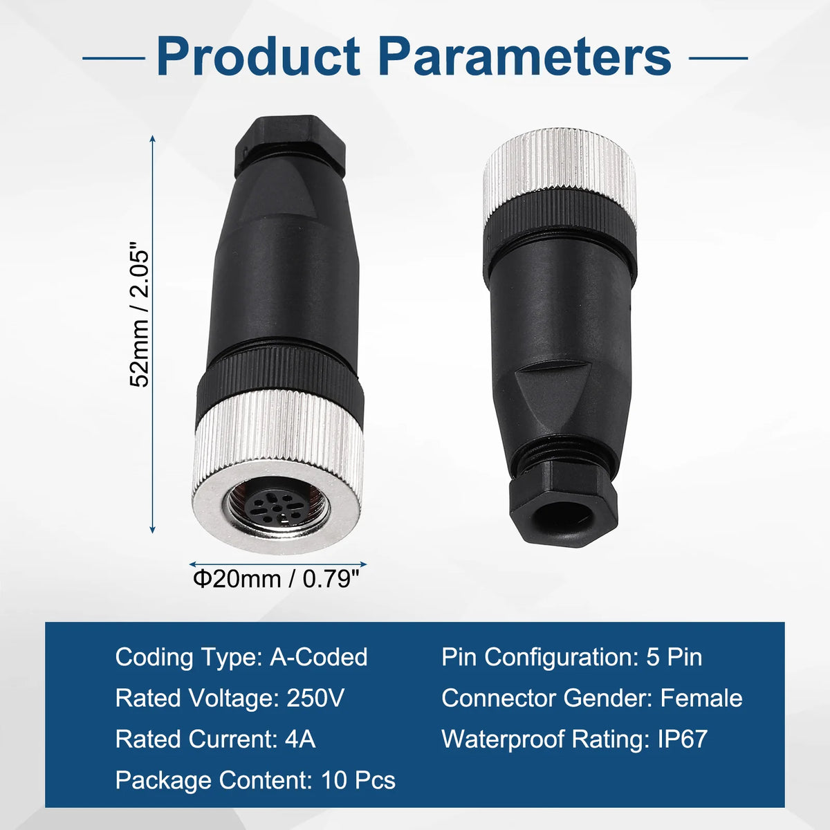 10Pcs 4/5/8 Pin M12 Male/Female Aviation Wire Connector A Code Waterproof IP67 Circular Connector Aviation Plug for Automation