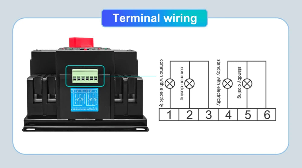 TOMZN TOQ3 Built-in Circuit Breaker 2P/4P 63A-125A with Night Light, 2-In 2/1-Out, Short-Circuit & Overload Protection