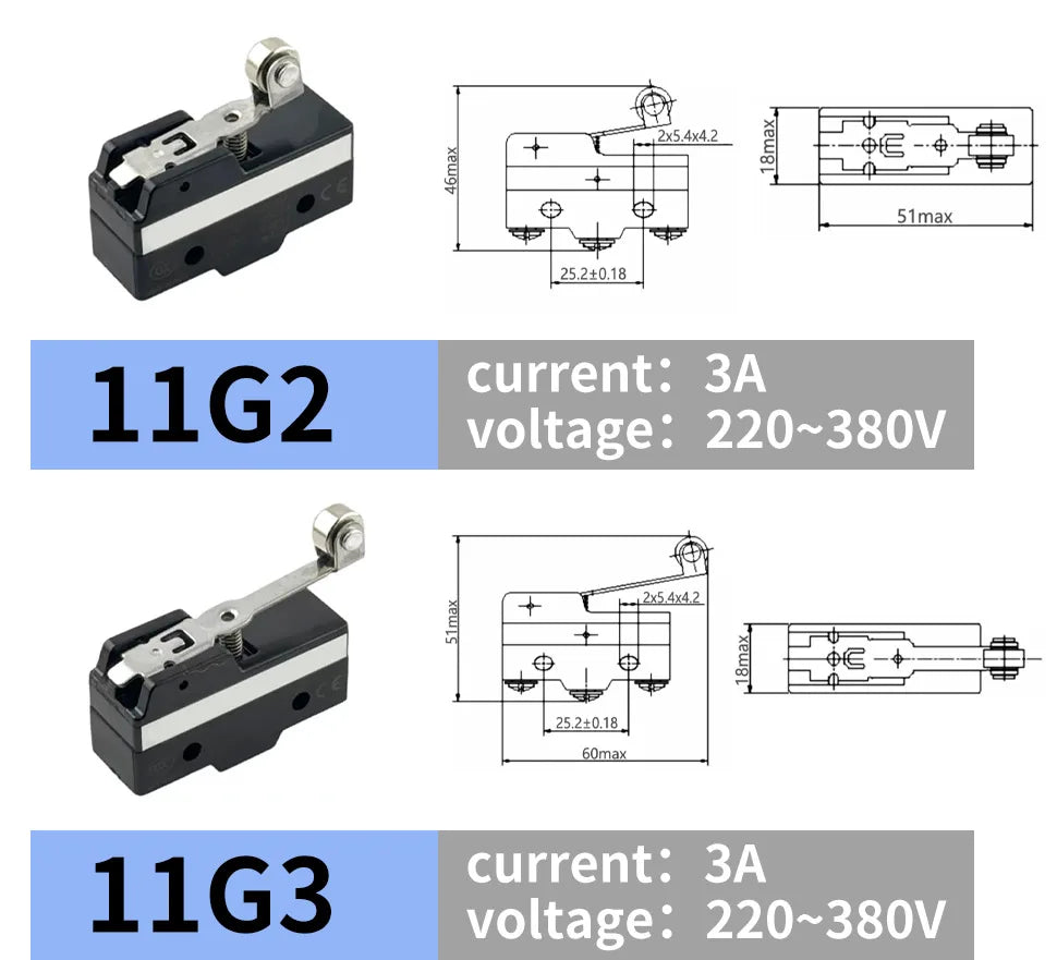 10Pcs SPDT NO+NC Hinge Roller Lever Microswitch Action Switch
