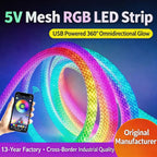 360 Glow Round RGB Neon LED Woven Strip Light 24key Bluetooth APP Remote Control 5V USB WS2812B Music Sync Waterproof Rope Decor