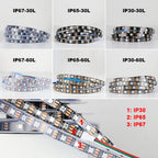 WS2812B Led Lights DC5V Smart RGB Led Strip Light Individually Addressable IC Magic Strip Light Black White PCB IP30/IP65/IP67