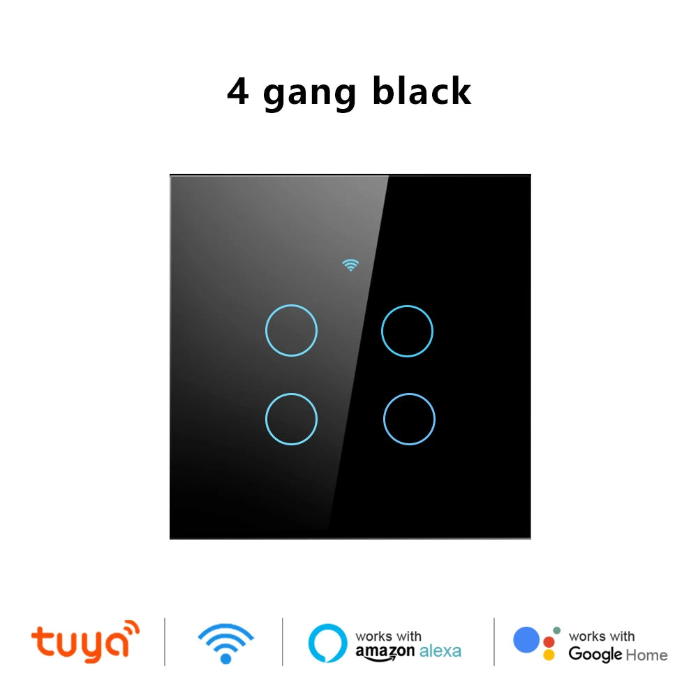 Work With Tuya WiFi Smart Touch Wall Switch RF433MHz 1/2/3/4 Gang Touch Sensor for LED Light Voice Control Alexa And Google Home