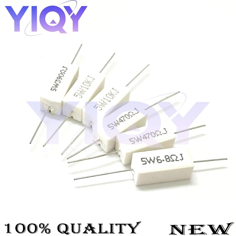 10PCS 5W 5% Cement Resistor Power Resistance 0.1R-100K 0R47 1K 10K 1R 5R 5R1 4.3R 4.7R 5R 5.1R 43R 68K 51R 470R 510R 100K ohm