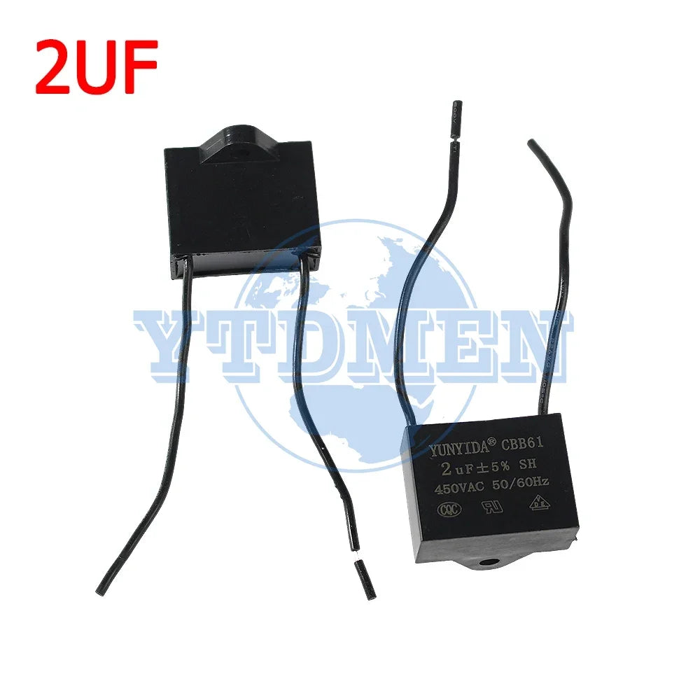 1/2/5PCS CBB61 Motor Run Capacitor 450V AC Fan Capacitors 0.8/1/1.2/1.5/1.8/2/2.5/4/5/6/8/10UF for Ceiling Fan & Air Conditioner