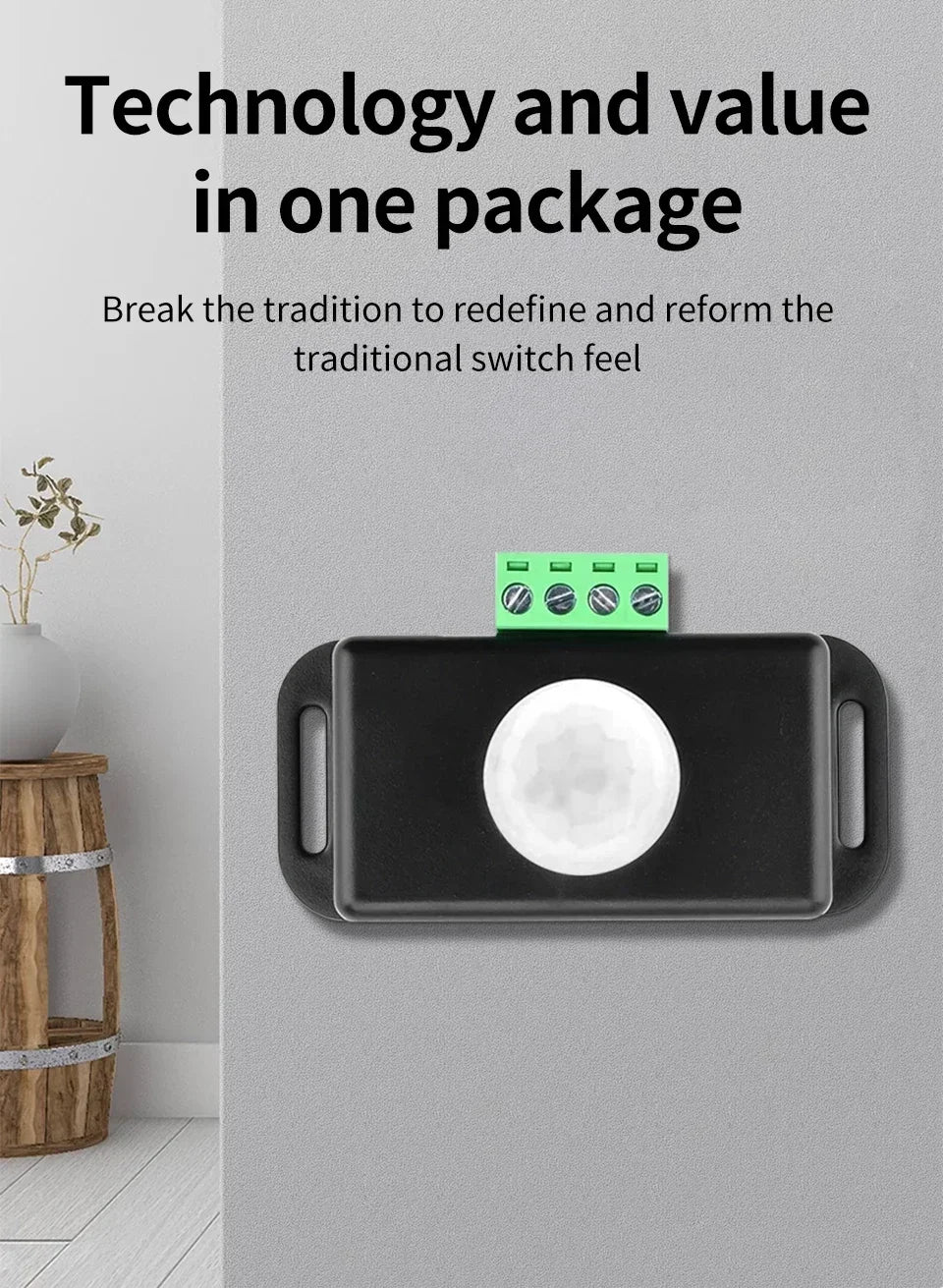 DC 12-24V PIR Motion Sensor Switch - Adjustable Delay Infrared Human Detection Ideal for LED Lights and Wardrobe Strip