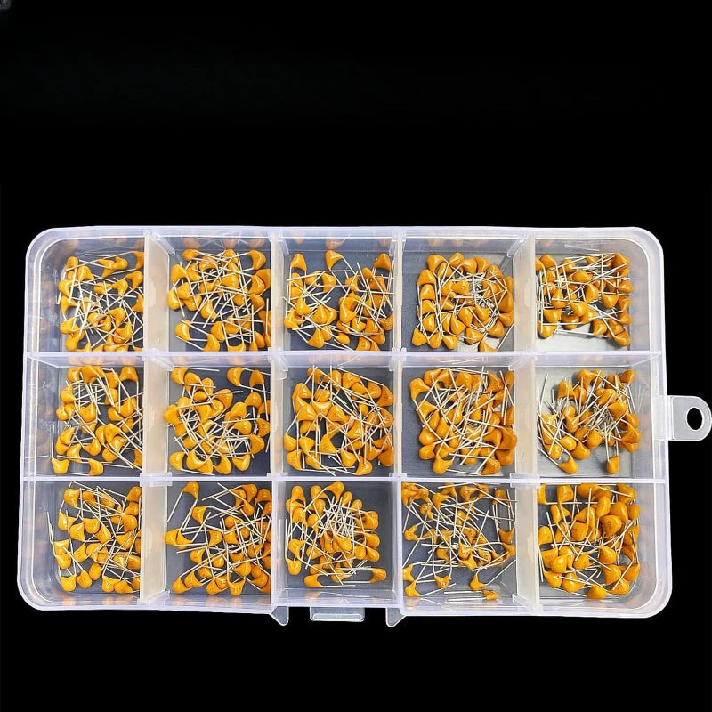 450 Pieces 15Value 10pf-100nf Monolithic Multilayer Ceramic Capacitor Assortment Kit 50V with Box