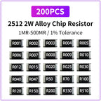 200PCS 2W Alloy Resistor R001 R002 R003 R004 R008 R009 R010 R012 R015 2512 1% R020 R025 R060 R070 R100 R120 R150 R300 6.4X3.2MM