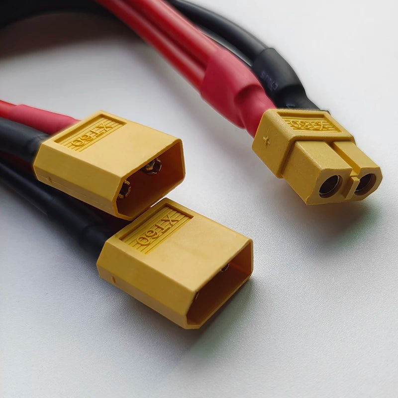 XT60 Parallel Battery Connector 1 Male to 3 Female Cable Dual Extension Y Splitter Silicone Wire for Increase Battery Capacity