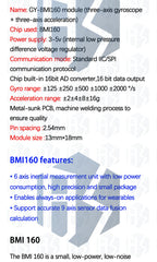 1~10PCS BMI160 Latest Stance Accelerometer Gyroscope Module 6 Dof Inertial Measurement Sensors