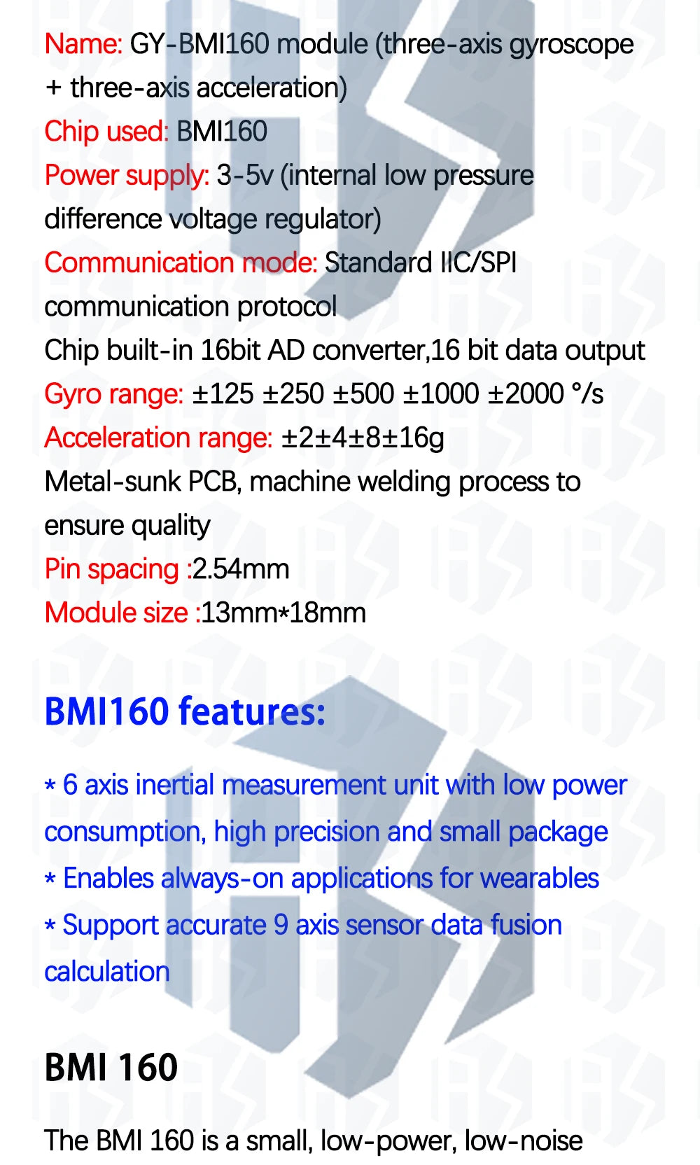 1~10PCS BMI160 Latest Stance Accelerometer Gyroscope Module 6 Dof Inertial Measurement Sensors
