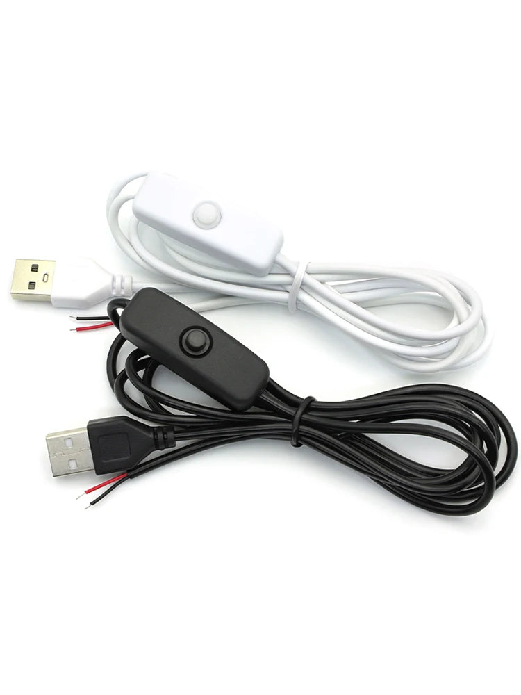 1.5M USB Connector Cable Extension 2 Pin Power Supply Wire On/Off Switch Electrical 5V Wire Black/White For LED Lighting DIY
