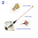 1PCS RG-178 N Female Panel 4 Holes to U.FL IPX-1 Female Connector RG178 Cable N to IPX RF Coaxial Extension Jumper 5CM-1M