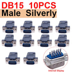 10PCS DB9 Adapter Connector Core RS232 Serial COM Plug Connectors Hole/pin DB15 Female Male Port Socket D Sub DP9 Plastic Case