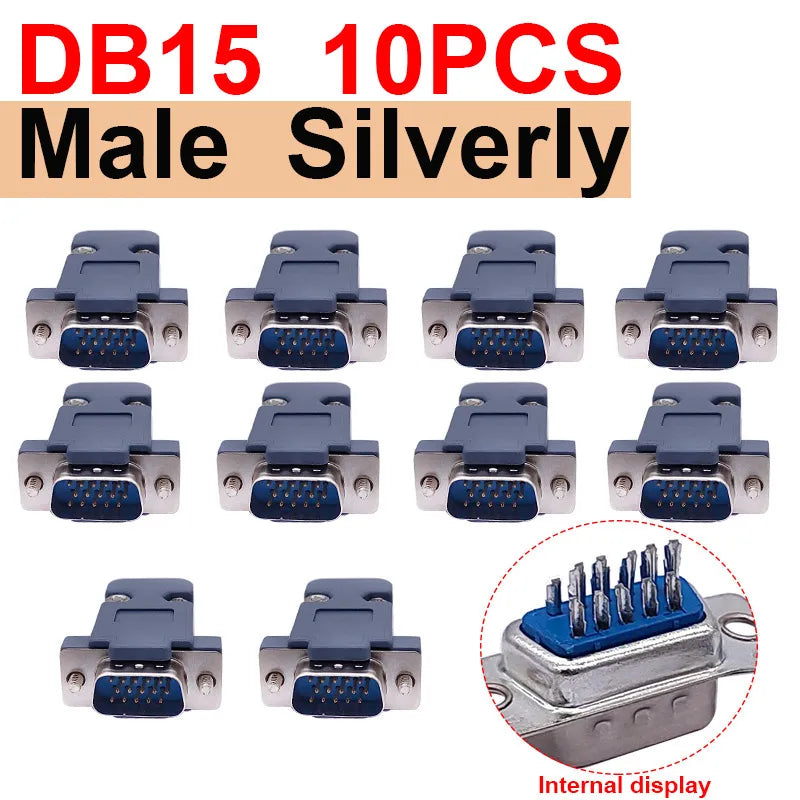10PCS DB9 Adapter Connector Core RS232 Serial COM Plug Connectors Hole/pin DB15 Female Male Port Socket D Sub DP9 Plastic Case