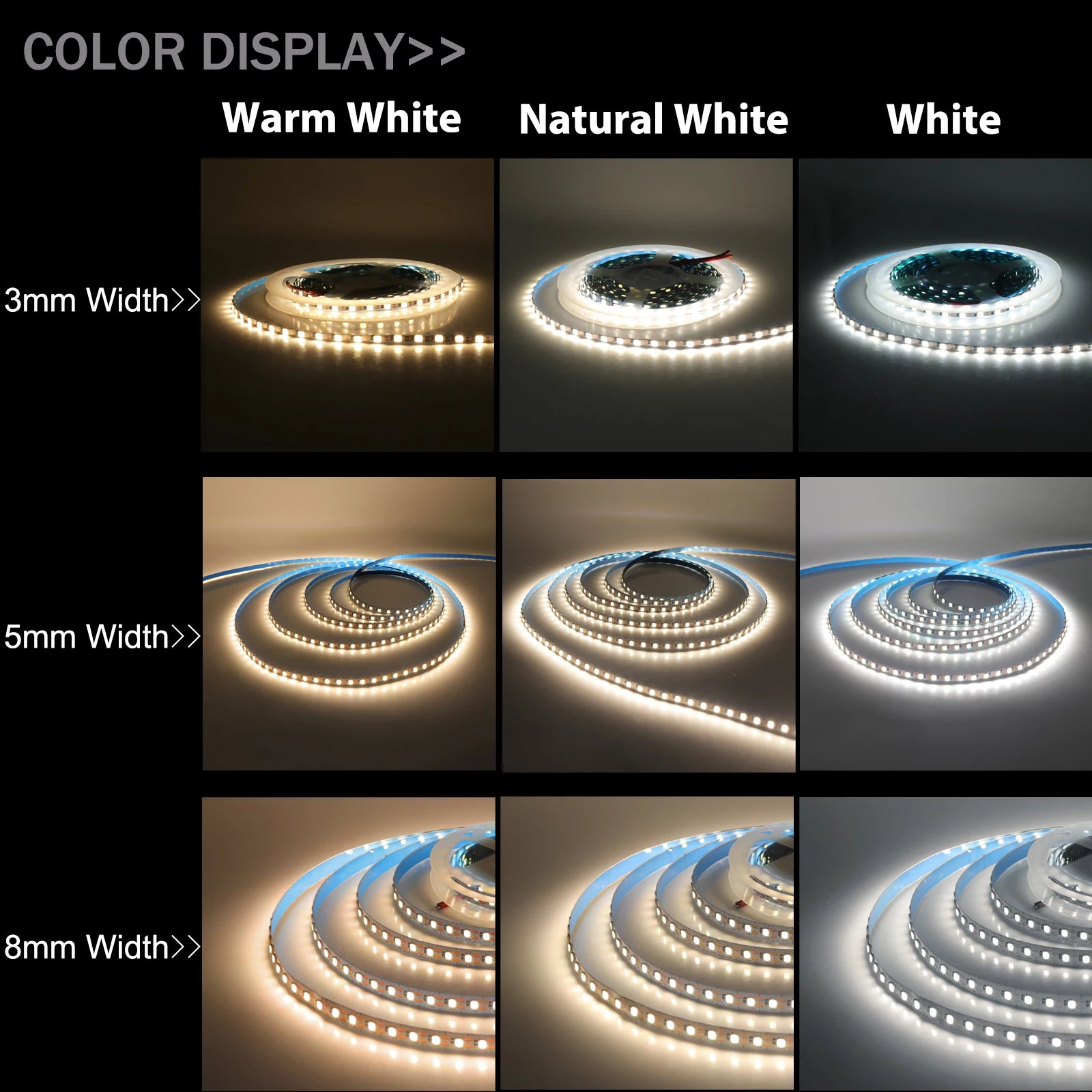 3MM 5MM 8MM Width DC 5V LED Strip 2835 120LEDs/m 1 LED Per Cut Flexible Tape IP20 Not Waterproof Warm Natural Cool White 1M-5M