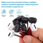 Waterproof USB Type C Female Socket, 2-Pin 3A Fast Charging Port, Direct Crimp Mount for Cable Repair & DIY Extension