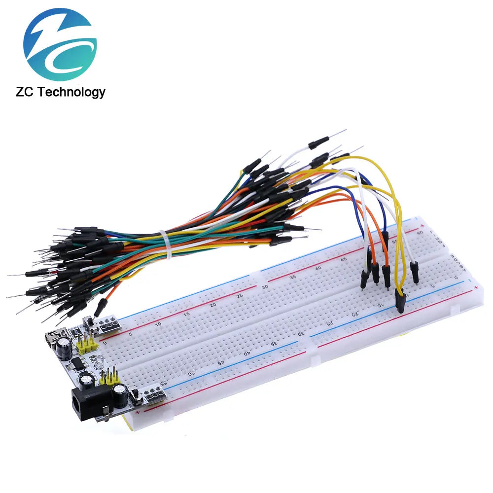 3.3V/5V MB102 Breadboard Power Module+MB-102 830 Points Prototype Bread Board for Arduino Kit +65 Jumper Wires Wholesale