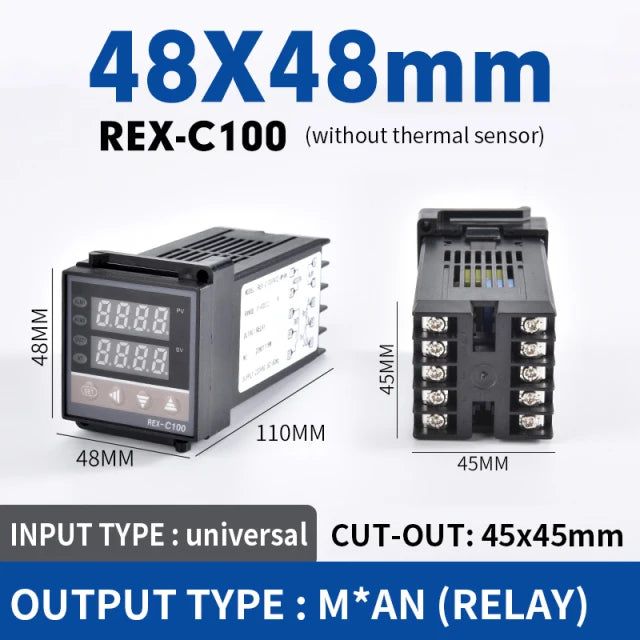 REX-C100 Digital RKC PID Thermostat Temperature Controller digital REX-C100/ 40A SSR Relay/K Thermocouple Probe/heat sink