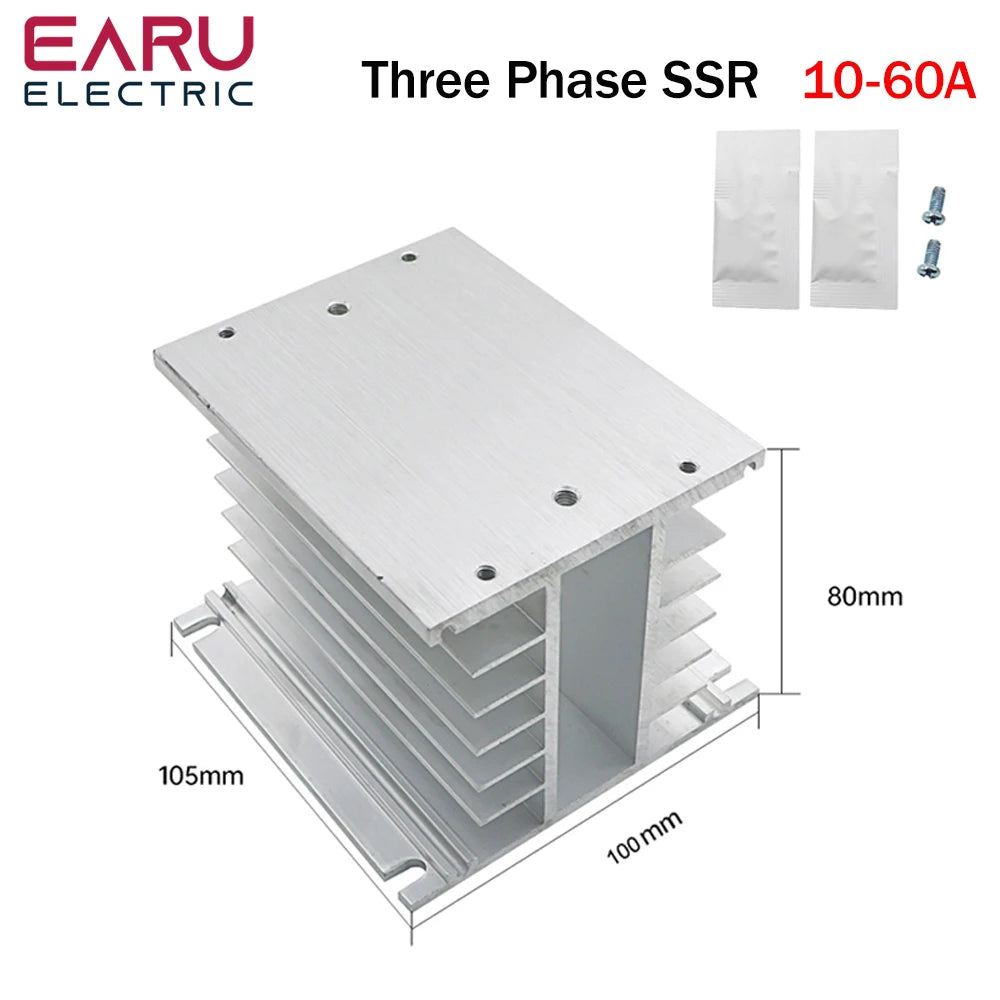 SSR-10DA SSR-40DA SSR 25A 60A 80A 100A 120A Three Phase SSR Solid State Relay DC Control AC 480V 5-32V Input Aluminum Heatsink