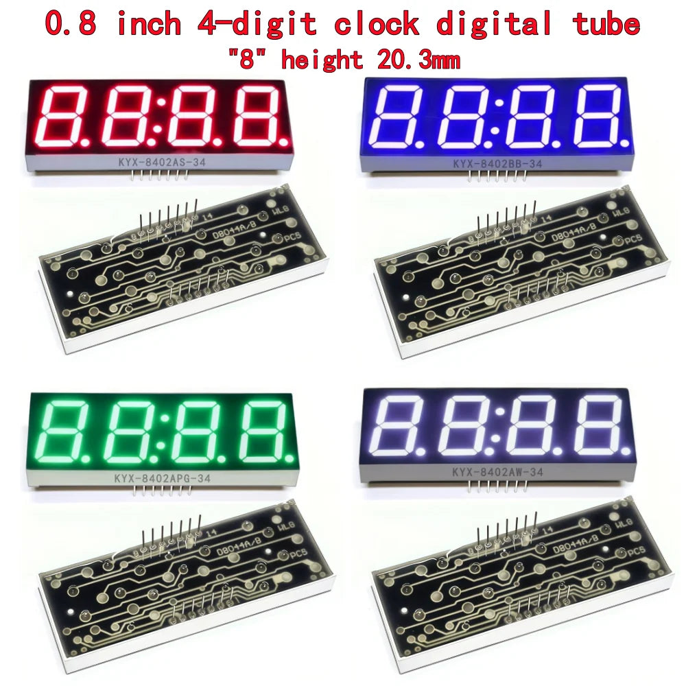 10PCS 0.8 inch 4-digit clock digital tube 71.5mmX26mm digital display "8" height 20.3mm 7-segment digital tube 8402 series 14PIN