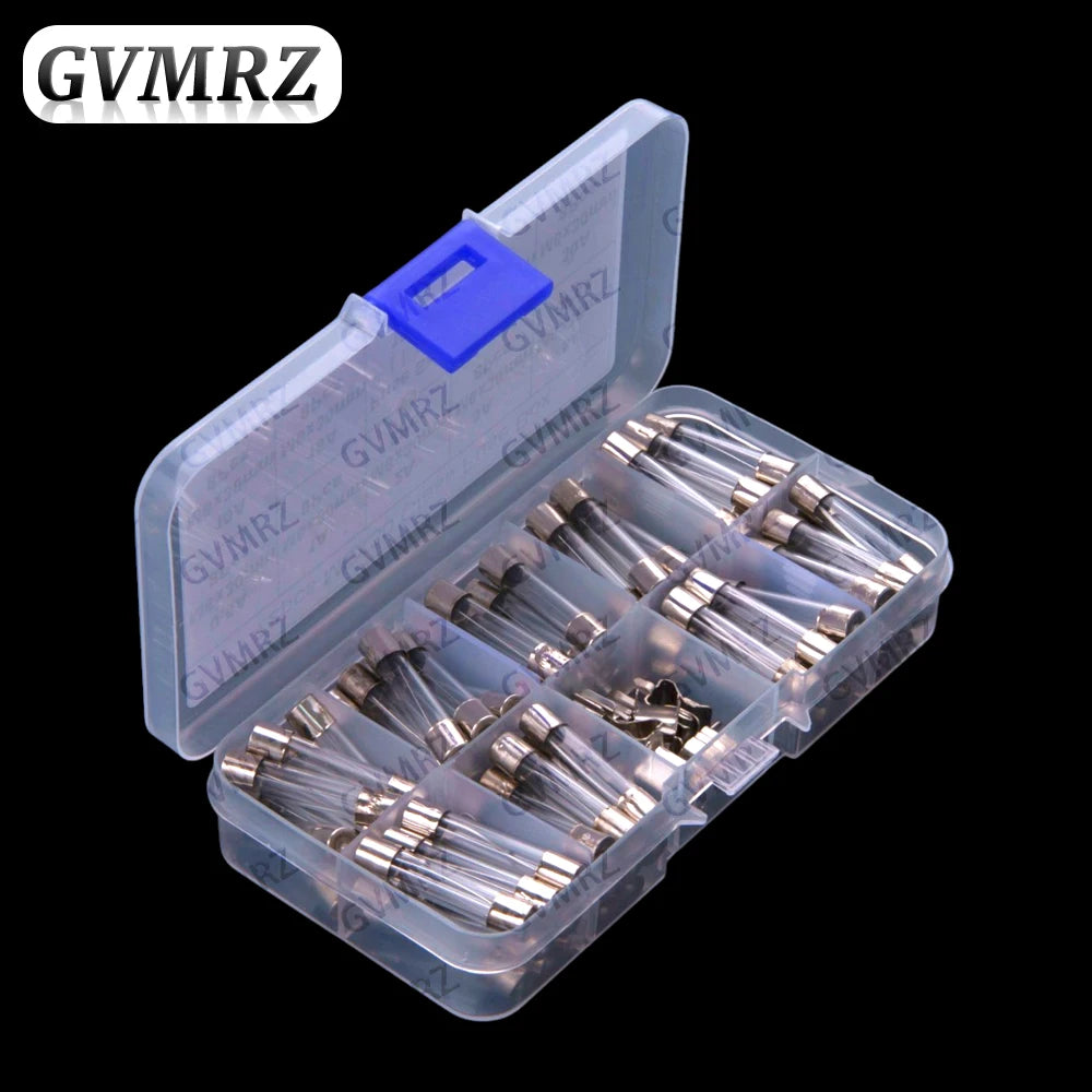 72pcs 6*30MM 0.5A-30A Glass Fuse Tubes 250V Box 0.5A 1A 2A 3A 5A 10A 15A 20A 30A 6x30MM