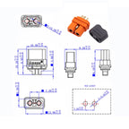 2 PCS XT60i-f Amass XT60i Series with Signal 2 + 1 High Current Gold-Plated Aviation Plug Male Female Connector XT60IE-M XT60I-F