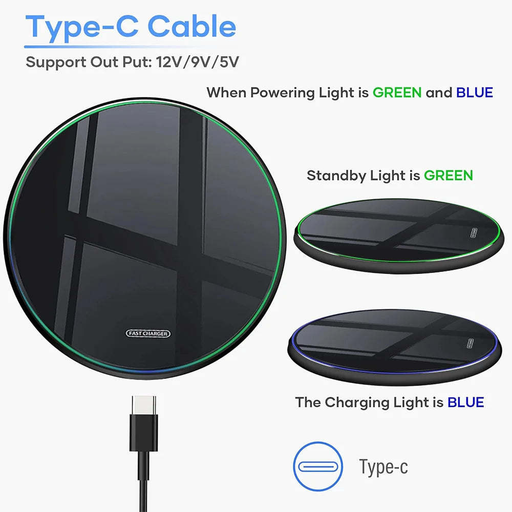 Portable 30W Wireless Charger, Fast Charging Station Compatible with iPhone 16/15/14/13/12 Pro Max, 8 Mini, Samsung and Xiaomi