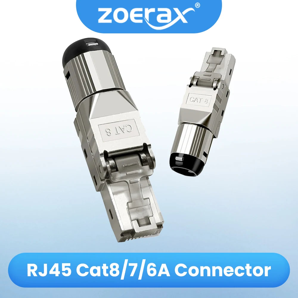 ZoeRax 2PCS RJ45 Cat8 Cat7 Cat6A Connector Shielded Toolless Modular Termination Plug 2000MHz 40G LAN Cable for 22AWG-24AWG