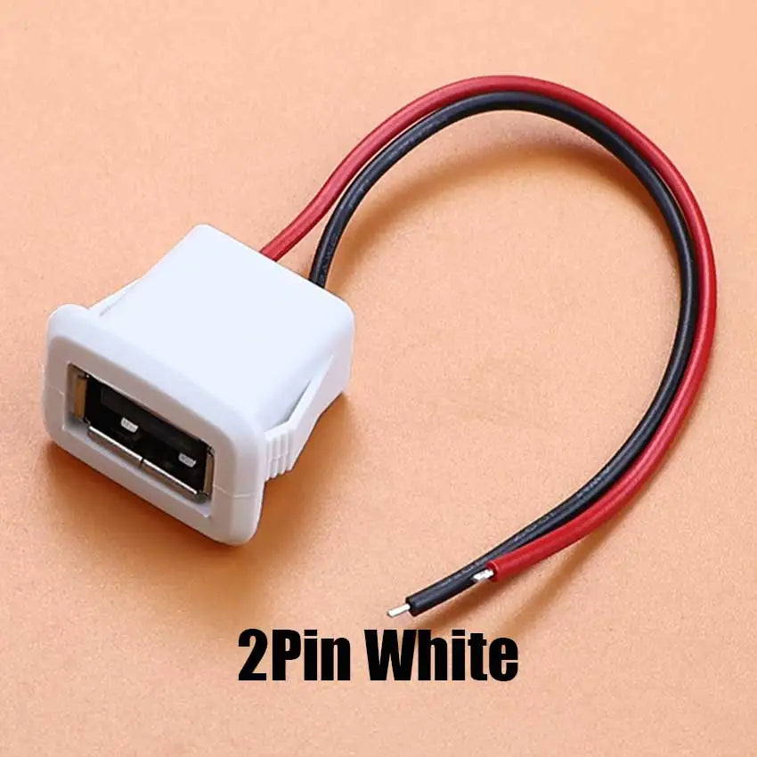 1/5pcs 2Pin 4Pin USB 2.0 Female Power Jack 2P 4P USB A Charging Port Connector With DIY Cable PH2.0 Terminal USB Charger Socket