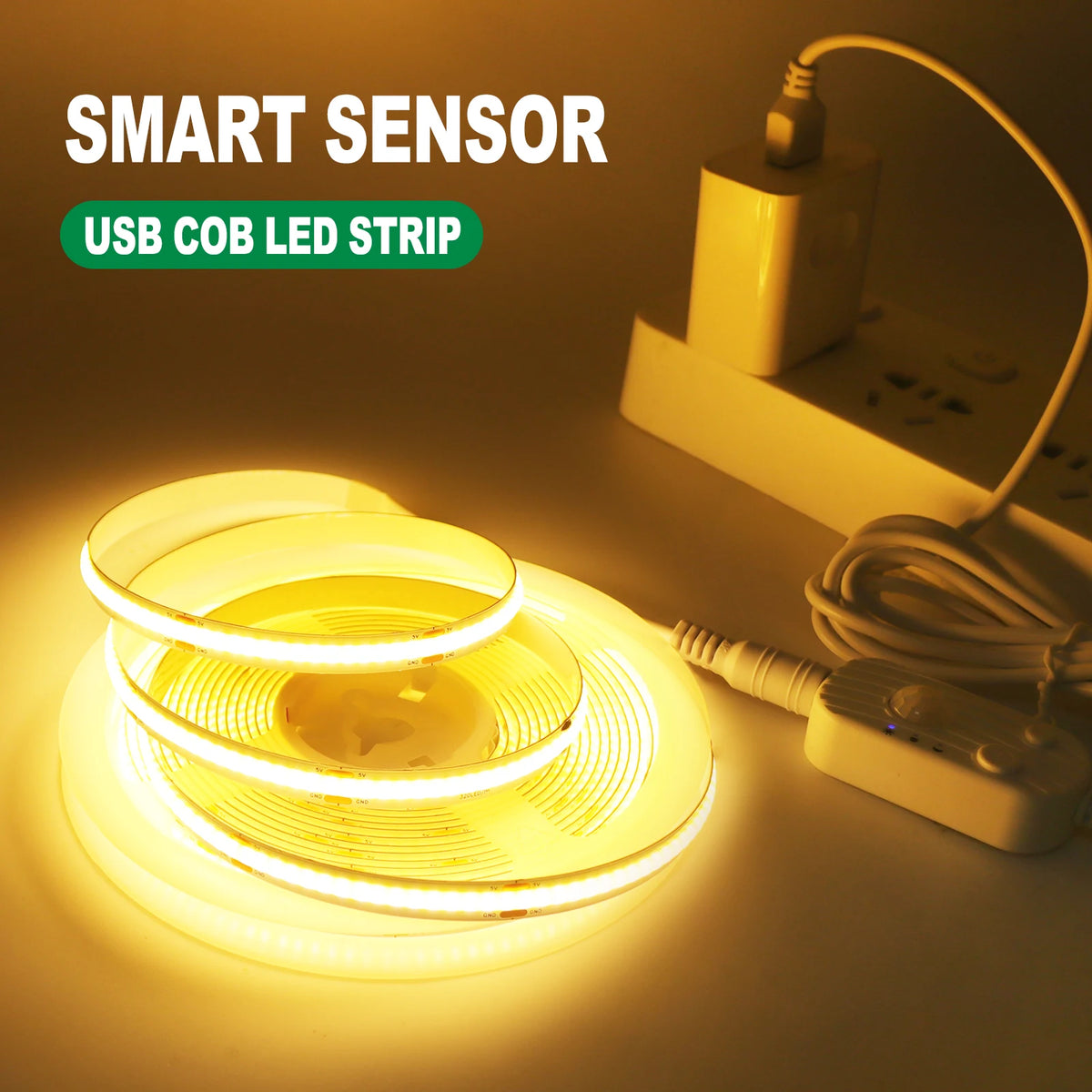 3MM 5MM 8MM COB LED Light Strip 5V 320LEDs PIR Motion Sensor Flexible Night Light USB/AAA Battery Powered Tape 3000K 4000K 6000K