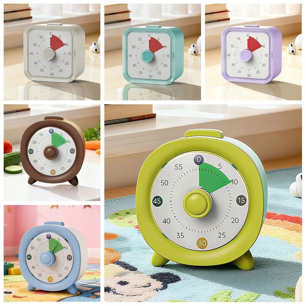 60 Minutes Visual Timer Round/Square Ultra Silent Countdown Alarm Clock Self-discipline Visualization Kitchen Timer