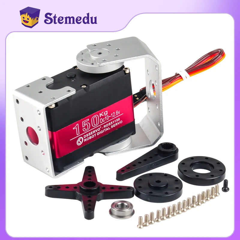 RDS51150 Metal Gear Digital Servo 150KG Robotic Servo Motor 12V 180/270 Degree Ip66 Double-Shaft U Mounting Bracket for RC Cars