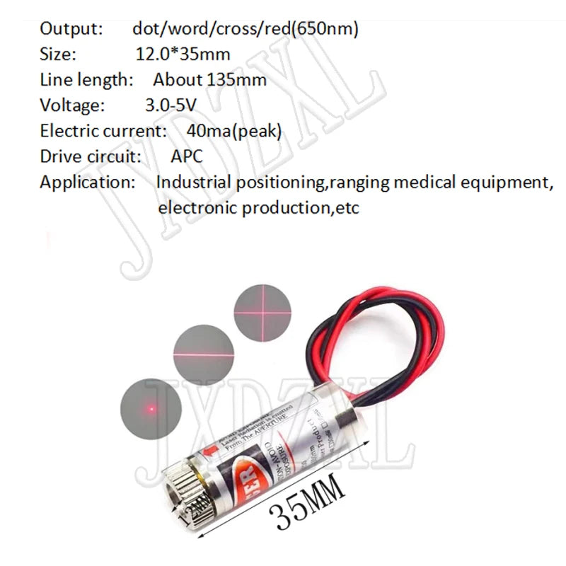 1PCS 650nm 5mW Red Point /Line / Cross Laser Module Head Glass Lens Focusable Focus Adjustable Laser Diode Head Industrial Class