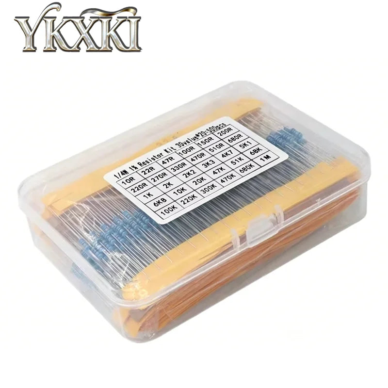 300pcs 600pcs 820pcs 1/4W 1% Metal Film Resistors Kit 10R Ohm ~1M Ohm 30Values 41Values Electronic Components Kit