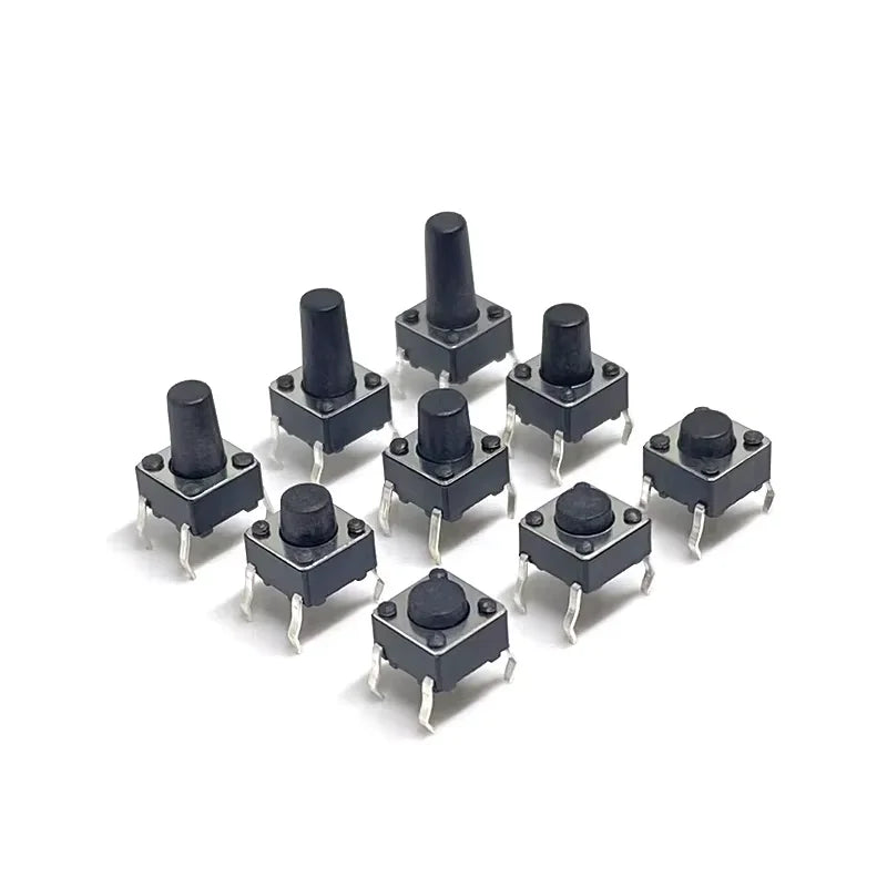 50Pcs 6x6mm Tactile Tact Mini Push Button Switch PCB Panel Momentary DIP 4 Pin Self-Reset Switch 6*6*4.3/5/6/7/8/9/10/11/12/13MM