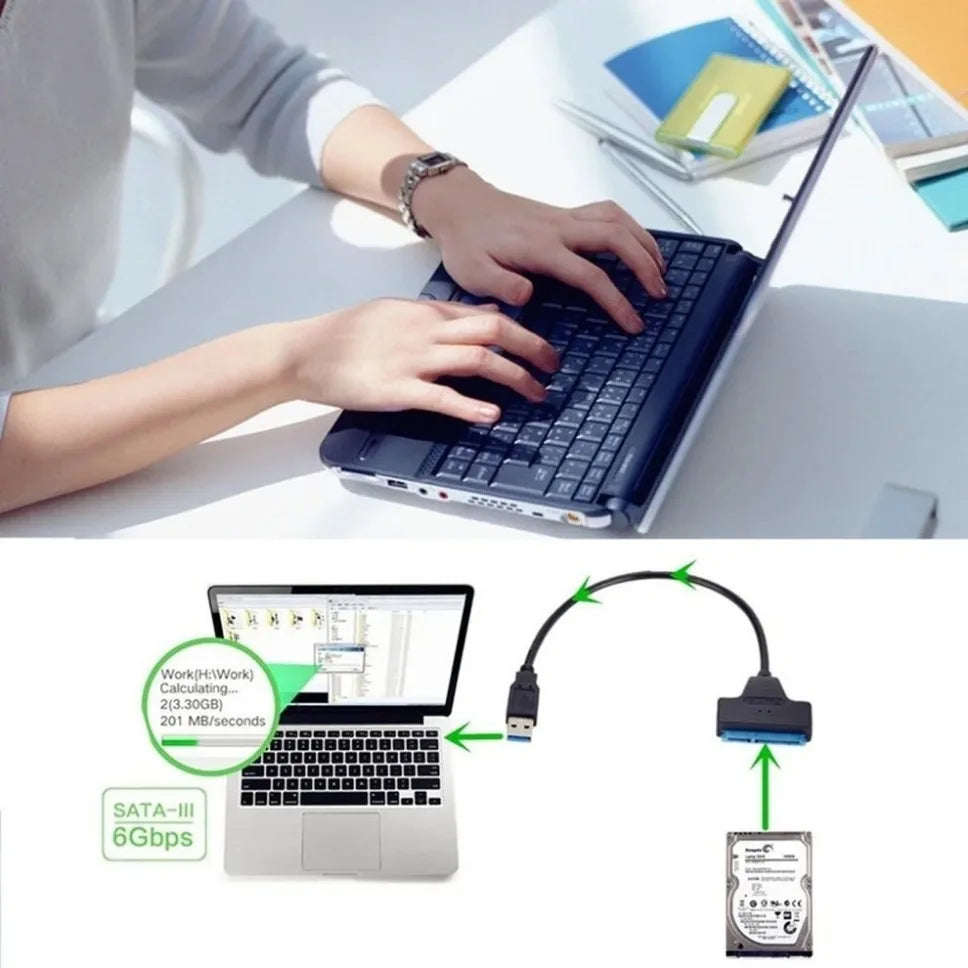 USB SATA 3 Cable Sata To USB 3.0 / 2.0 Adapter Support 2.5Inch External SSD HDD Hard Drive UP To 6 Gbps 22 Pin Sata III Cable
