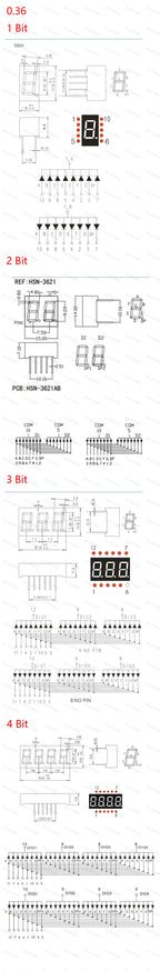 5Pcs LED Digital Tube Display 0.28/0.36/0.4/0.56/0.8-Inch 1/2/3/4-Bit 7 Segment Common Cathode/Anode Red/White/Yellow/Green/Blue