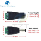5.5MM x 2.1MM / 2.5MM Female Male DC Power Plug Adapter for 5050 3528 5060 Single Color LED Strip and CCTV Cameras
