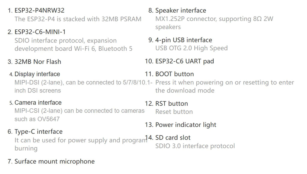 ESP32 P4 WIFI6 High-Performance Development Board Optional Kit On-board ESP32-C6 Supports Wi-Fi 6 And Bluetooth 5 AI Deepseek