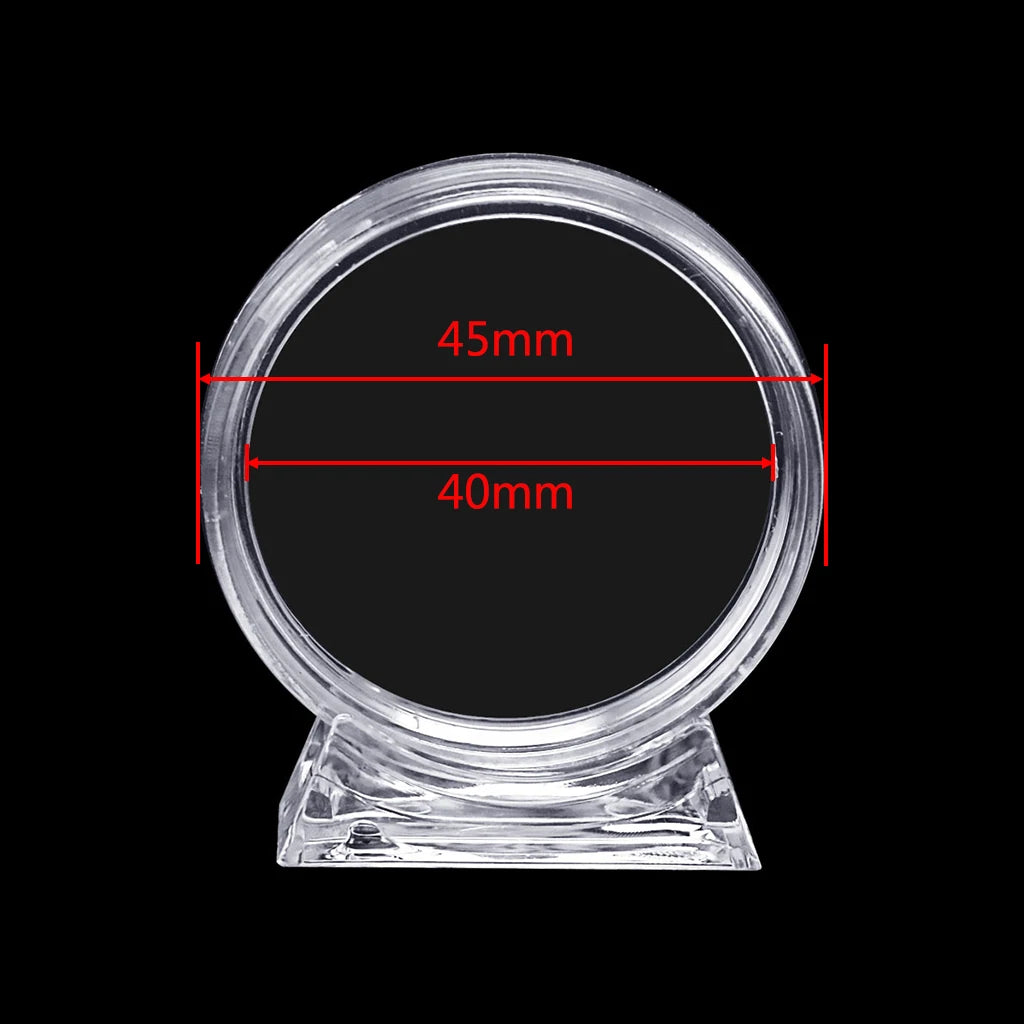 10Pcs Clear Collection Coin Holder Capsule with Display Stand and Gasket 17/20/25/27/30/33/38/40mm Coins Storage Organizer Box