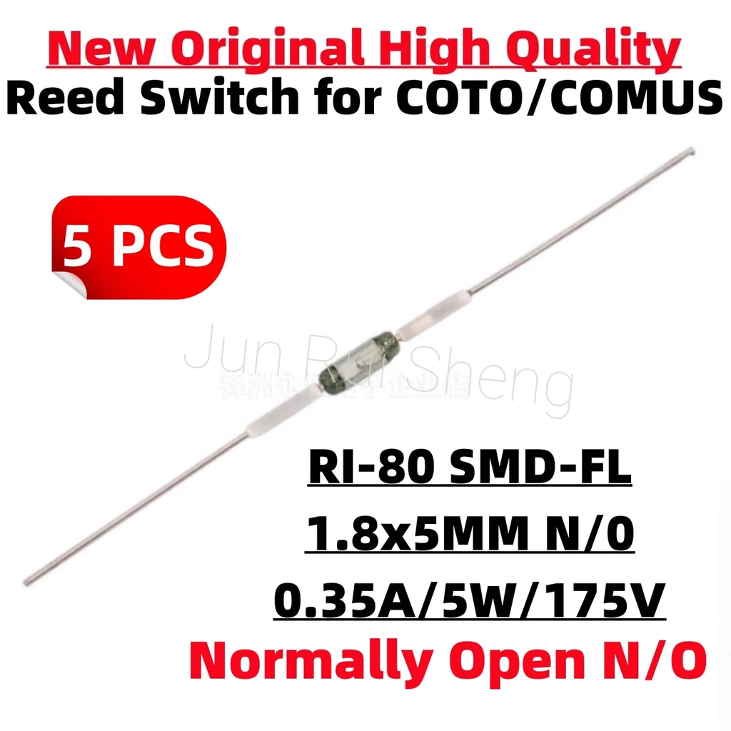 5PCS Original Reed Switch RI-80 SMD Normally Open NO 1.8*5MM 0.35A 5W 175V Magnetic Contact Switch Induction Sensor RI-80SMD -FL